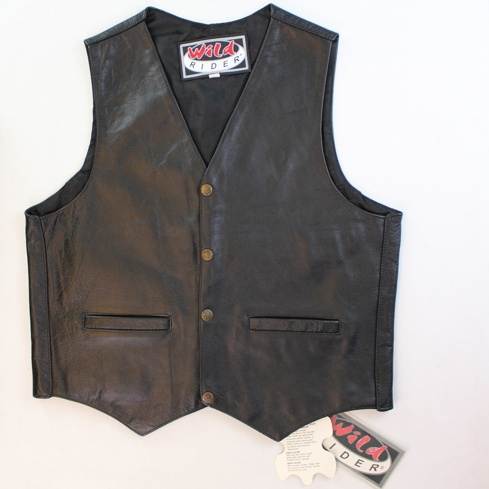 ⬇️$35: Wild Rider Motorcycle Black Leather Vest XL